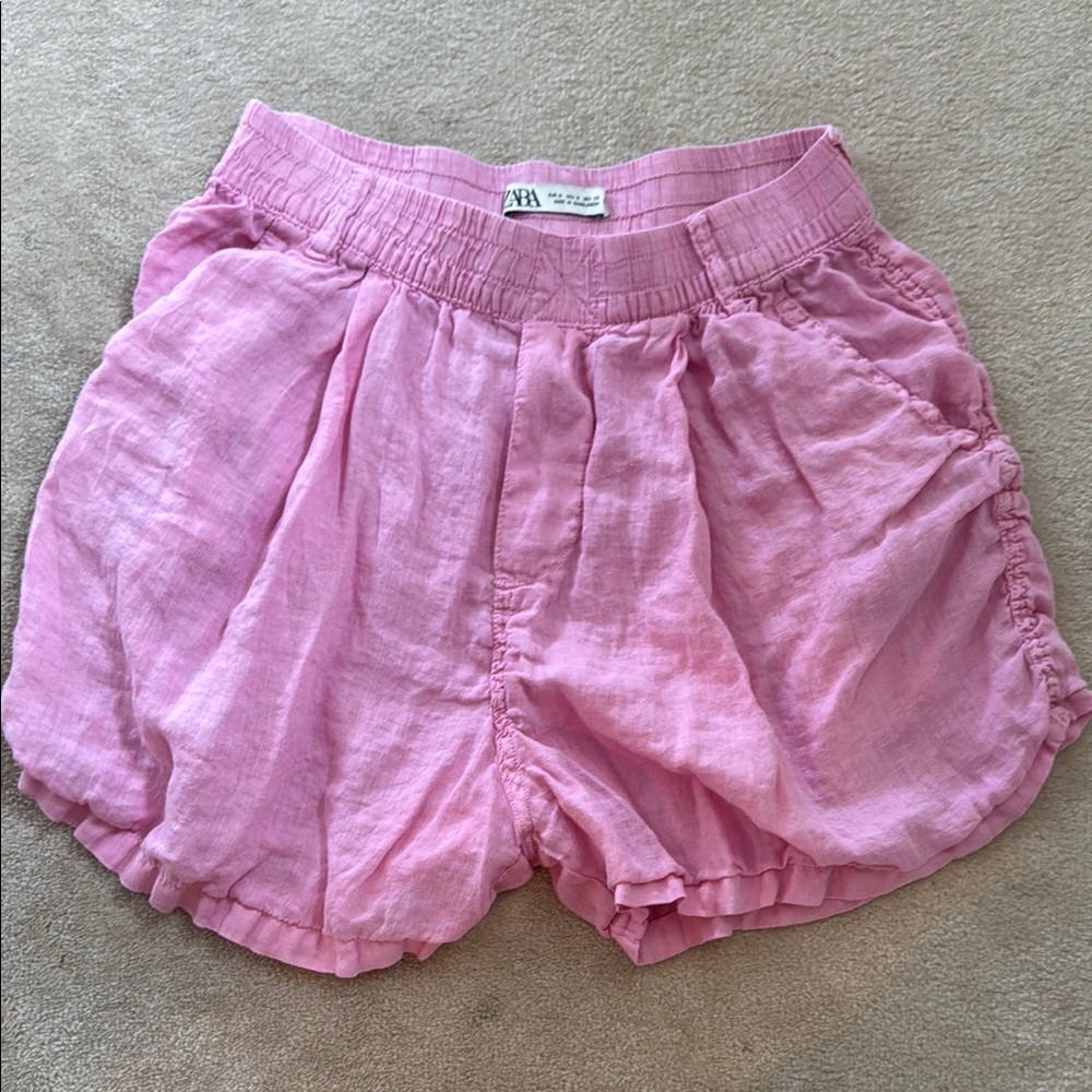 Zara Light Pink Linen Shorts